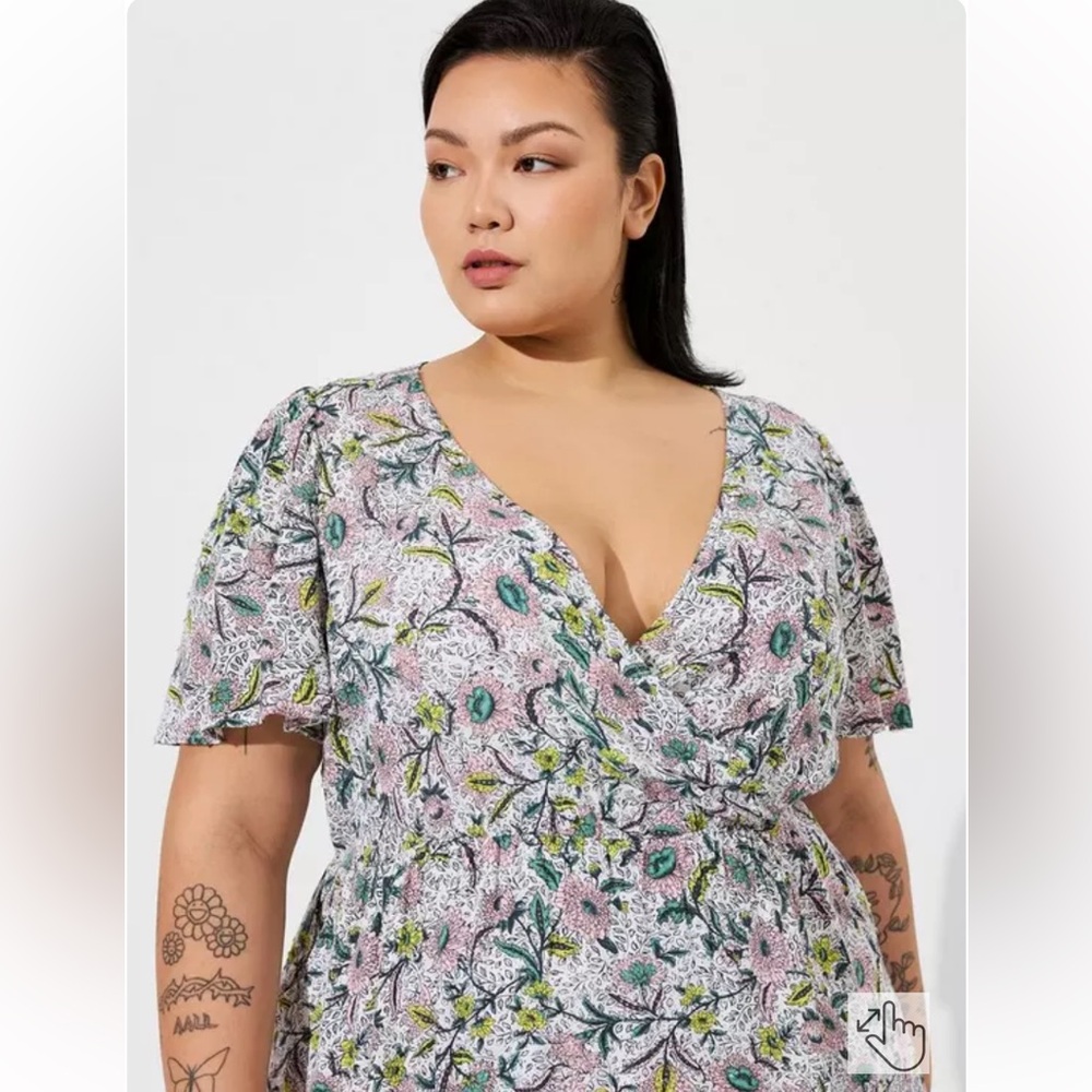 Midi Swiss Dot Flutter Sleeve Wrap Dress